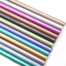 12 Colors Metallic Colored Pencils Set - Non-Toxic Black Wood, Shiny & Durable
