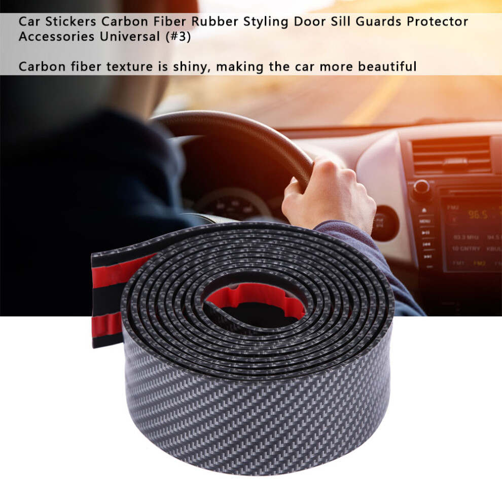 Carbon Fiber Rubber Car Door Sill Guards 5 * 250Cm Black 8441392505568