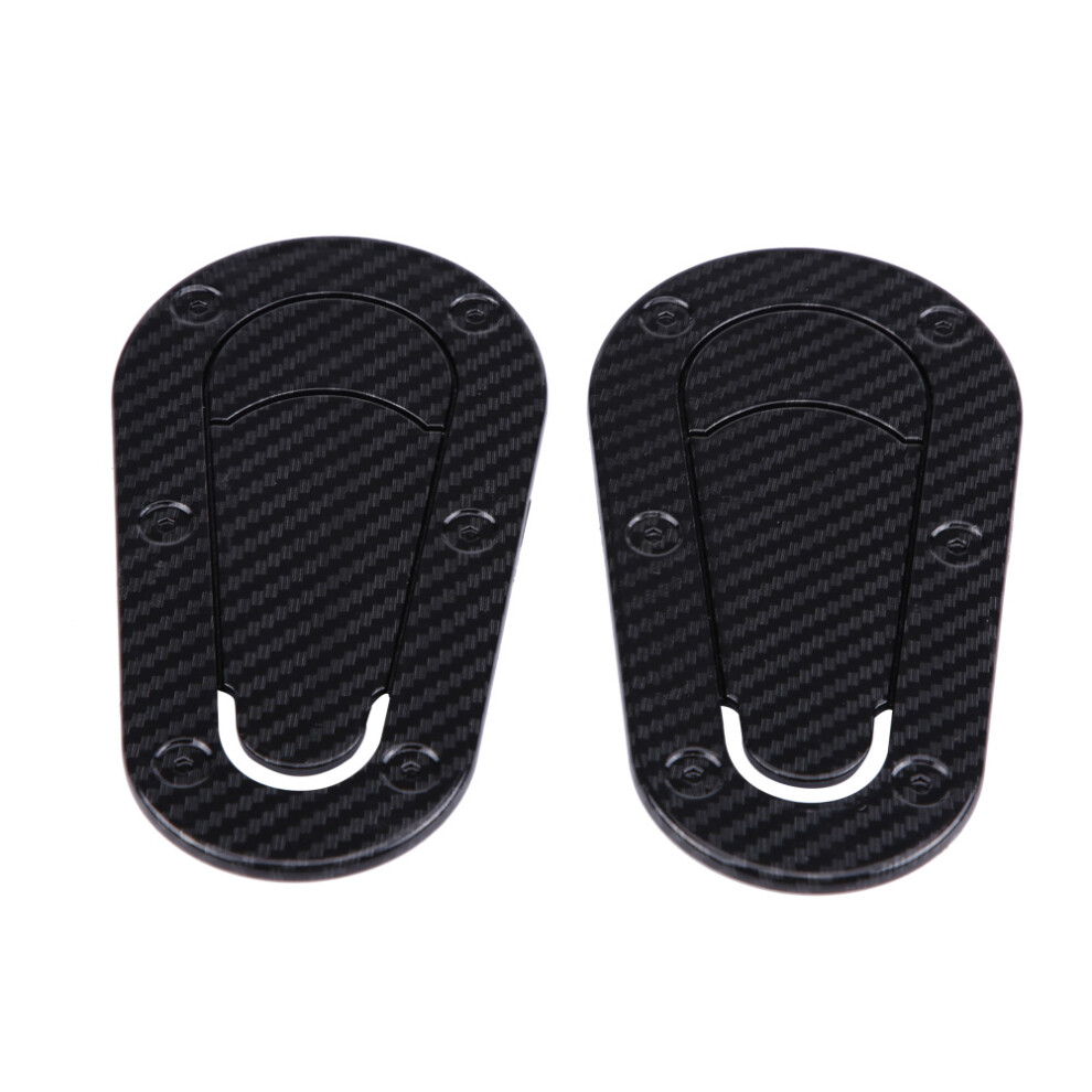 2Pcs Car Bonnet Lock Stickers Carbon Fiber Auto Hood Decal Fits All Vehicles Black 4621392742758