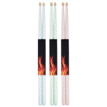 3 Paar Walnuss-Drumsticks mit Crackle-Effekt, Muster im Eiskristall-Design, 5A, 40,6 cm, Rot Blau Grün
