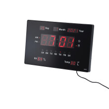 Multifunktionale LED-Wanduhr 33,2x20,5cm mit Temperatur- und Luftfeuchtigkeitsanzeige