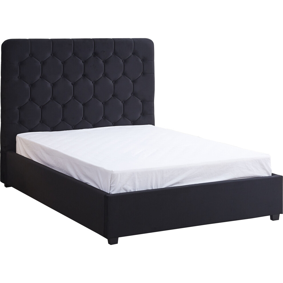 Seconique Madison 5' Ottoman Bed - Black Velvet Fabric