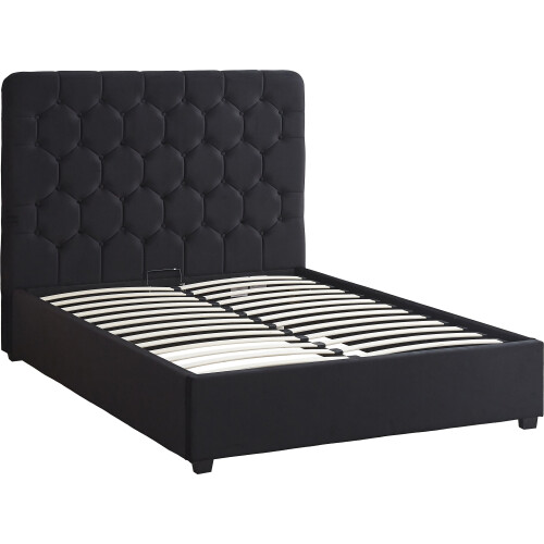 Seconique Madison 5' Ottoman Bed - Black Velvet Fabric 2