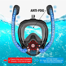 Full Face Snorkel Mask with Double Tubes 180Panoramic Anti-Fog Diving Mask Swimming Pool Equipment S/M