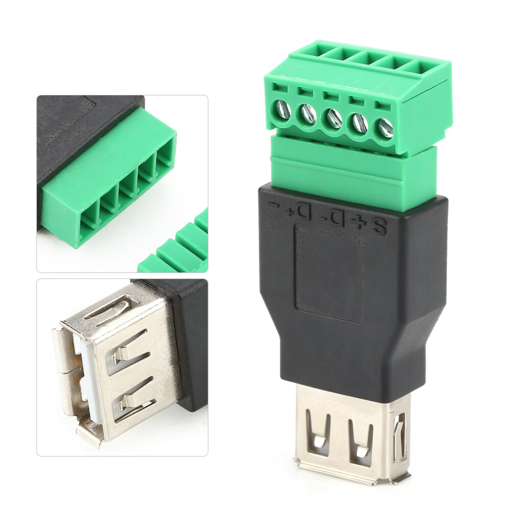 2Pcs Usb Solderless Female Terminal Adapter Converter, Low Frequency, Compact 9311392510208