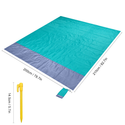 Waterproof Multi-Use Beach Blanket 200*210cm Portable Picnic Mat Gray 1