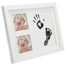 Baby Handprint & Footprint Wooden Photo Frame with Ink Pad Gift 01#