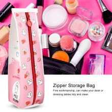 Large Capacity Waterproof PU Pencil Case Cartoon Milk Stationery Bag 3Colours