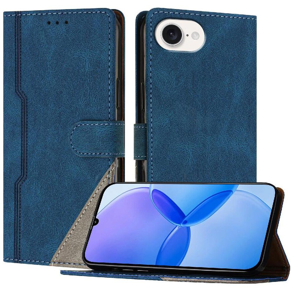 (Dark ) Case For Iphone 17E Handy Stand Magnetic Closure Card Slots Cover Wallet Pu Leather Blue 764563241248