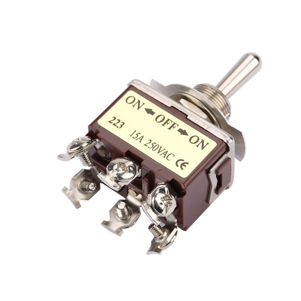3-Position Momentary Toggle Switch 6 Pins 15A 250Vac, 12Mm 9411392748844