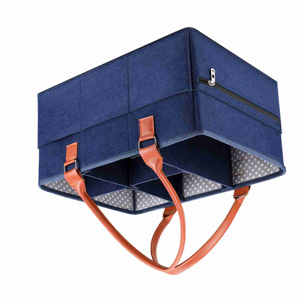 Large Navy Baby Diaper Caddy Organizer with Removable Dividers & Storage