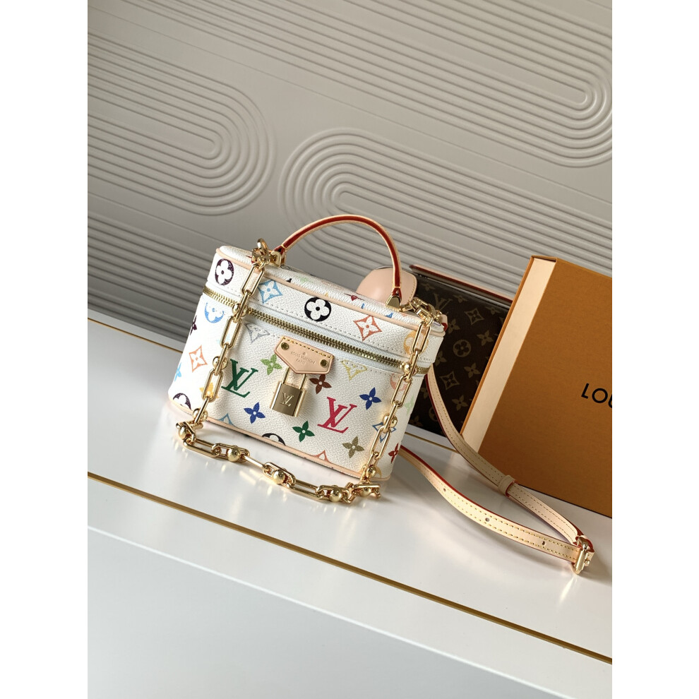 Xhrain White Lv X Murakami Vanity Pouch | Multicolor Monogram Canvas Cosmetic Bag M13662