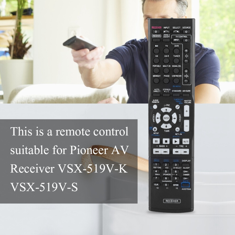 Universal Remote For Av Receiver Vsx-519V-K, 8M Range Black 8411392750244