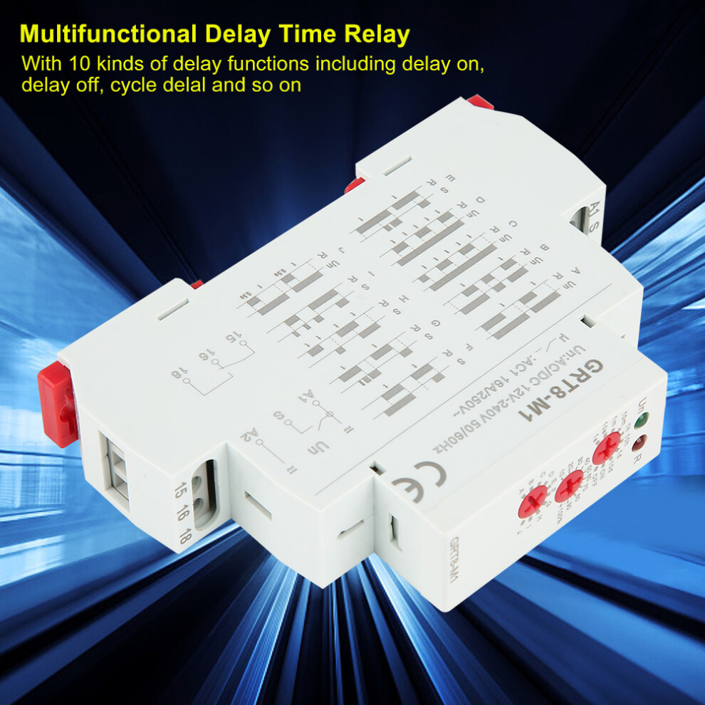 Grt8-M1 Multifunction Delay Timer Relay 12V-240V Din Rail Mount 6941392749983