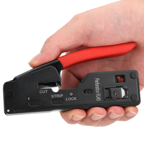 Network Wire Crimper Stripper Cutter Tool for CAT-5/6/7, Red, 135mm