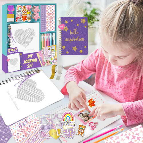Kids DIY Sticker Kit - 200Pcs Scrapbook Gift Box