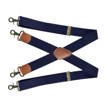 Mens Prom Suspenders Elastic Band And X Clip For-Navy Blue