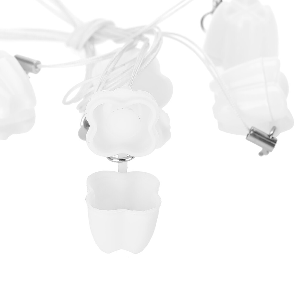 5pcs Baby Milk Tooth Storage Boxes Plastic with Rope Necklaces - White Safe