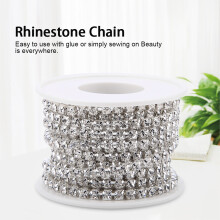 Crystal Rhinestone Chain 5yard Roll Silver DIY Craft Close Cup Accessory