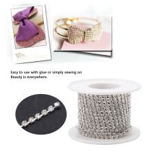 Crystal Rhinestone Chain 5Yard Silver Close Cup DIY Fashion & Craft Supplies