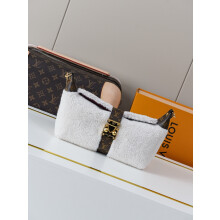 LV Ski Collection Pochette Mia | Shearling & Monogram Canvas Pouch M26245