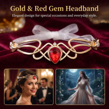 (Red) Russian Warrior Cosplay Headpiece, Rhinestone Hairband
