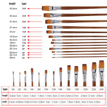13Pcs Nylon Watercolor Oil Flat Brush Set Wooden Handle Art Supplies