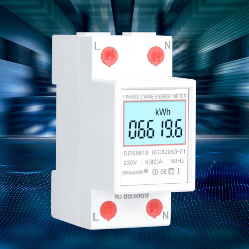DDS6619 Single-Phase Energy Meter DIN Rail 80A 5A with Backlight 2