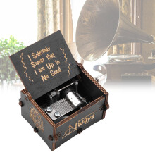 Vintage Hand Crank Music Box Wood