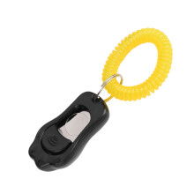 Adjustable 3-Gear Paw-Shaped Dog & Cat Training Clicker with Wrist Strap (Black)