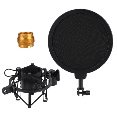 Professional Pop Filter Shock Mount Kit for Mic, Black, 20.7x15.3cm 1