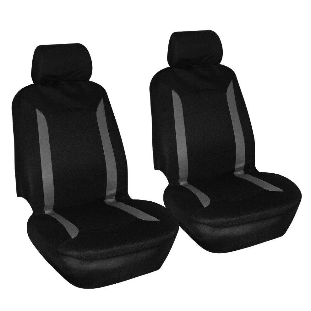 Universal Car Head Rest Covers 4Pcs Set Durable Material + Fitment Gray/Black 8741392530806