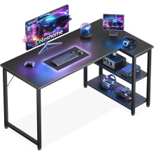 Coleshome L Shaped Gaming Desk, 120x70 cm Computer Desk, Corner Office Desk with Reversible Storage Shelves, Writing Study Table