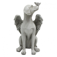 Angel Dog Angel Wings Memorial Statue Hand Carving Vivid Lifelike Resin Pet Memorial Stones Grave Tribute Statue Garden Gravestones Lawn Dec