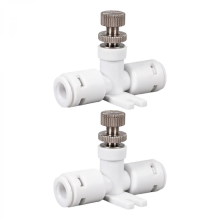 Set van 2 waterstroomregelkleppen voor omgekeerde osmose met 1/4 inch slang en veilige basis, inclusief waterstroomregelaar-aansluiting