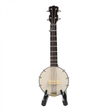Banjo compacto con soporte y estuche - Mini instrumento musical decorativo