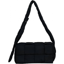 Katoenen gewatteerde cassette crossbodytas, gewatteerde geweven schoudertas, gewatteerde gebreide handtas, nylon Y2K trendy tas