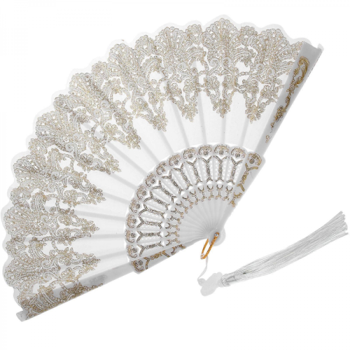 Éventail pliant élégant pour la décoration, 1 pièce, brodé. 2