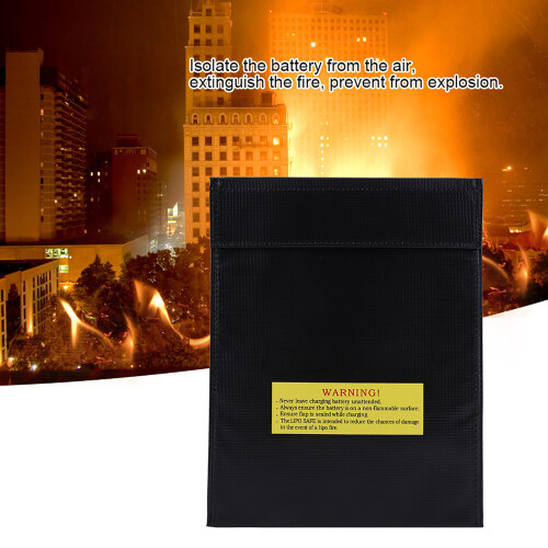 Fireproof Lithium Battery Bag Two Sizes Portable Safe Charging Sack Black S