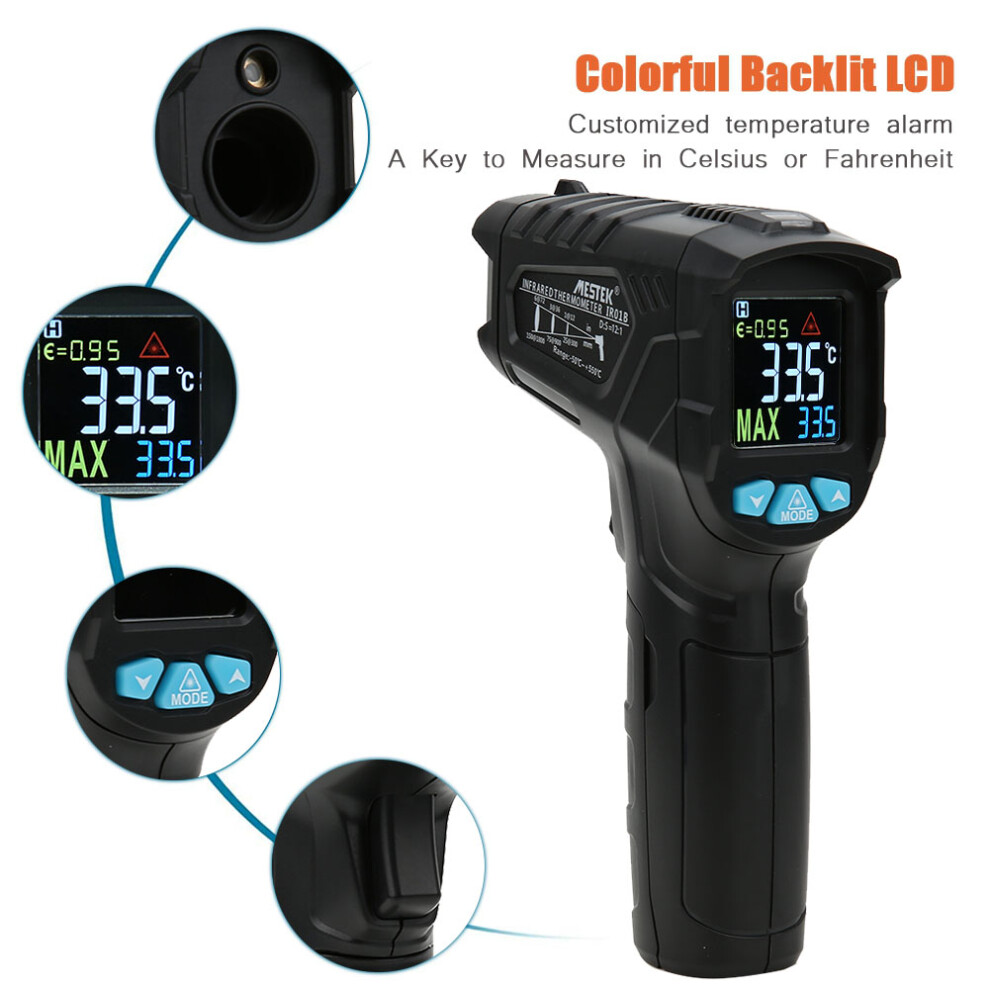 Ir01b Portable Infrared Thermometer -50~550, 12-Point Laser, Color Lcd 7691392535558