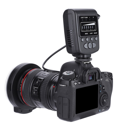Portable LED Ring Flash Kit for Camera, 40.5-77mm Adapters