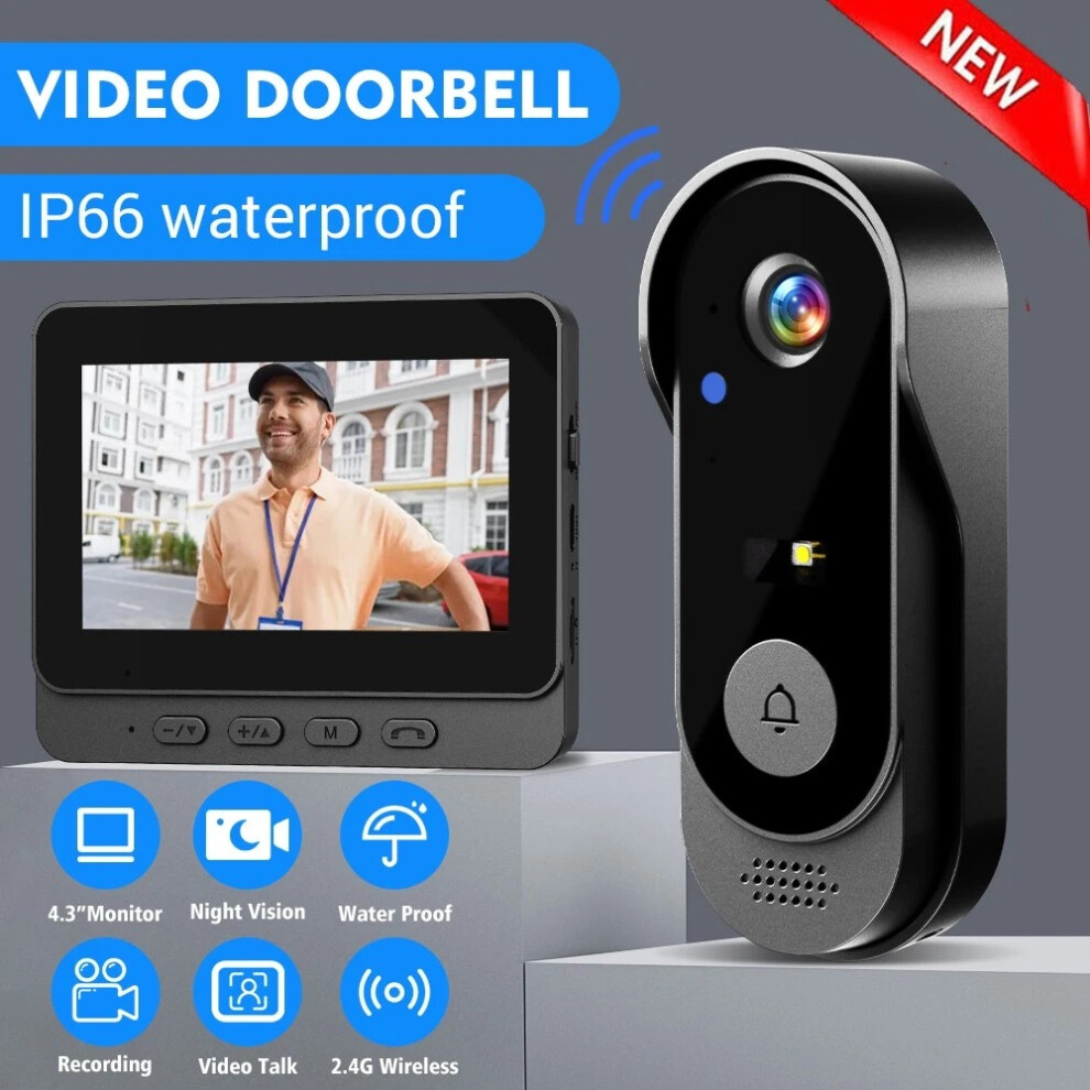 Smart Wireless Doorbell Camera With Monitor 73982371