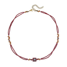 Magnifique collier de perles marron à double rangée combinant