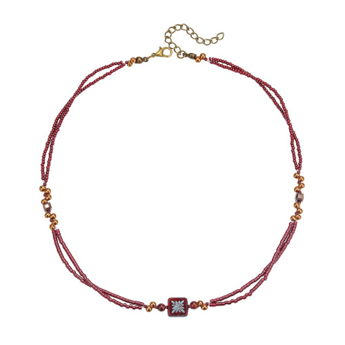 Magnifique collier de perles marron à double rangée combinant