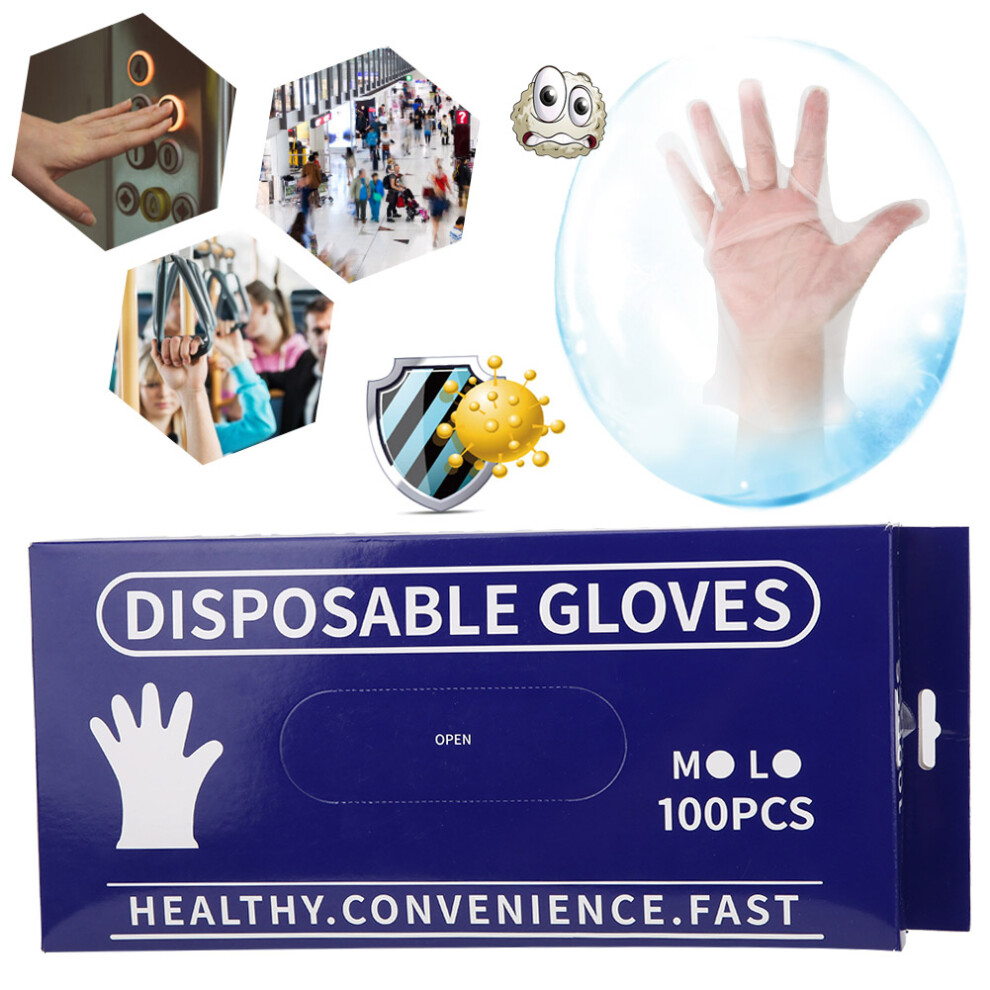100Pcs Food Grade Transparent Cpe Disposable Gloves, 10.6In 8431392539779