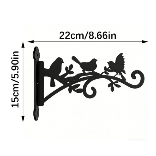 Versatile Metal Wall Hook Support For Potted Plant-Black stand