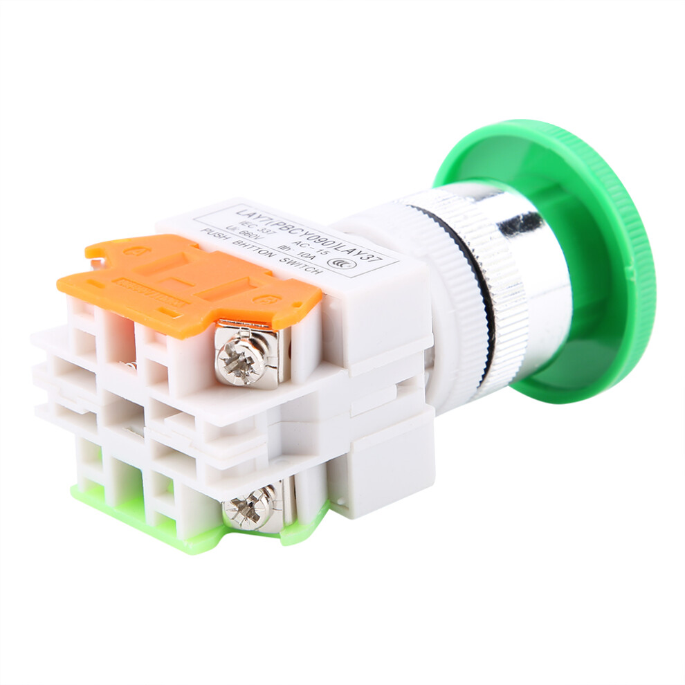 Lay37-11M 22Mm Mushroom Push Button Switch Auto Reset Momentary Green 8491392540243