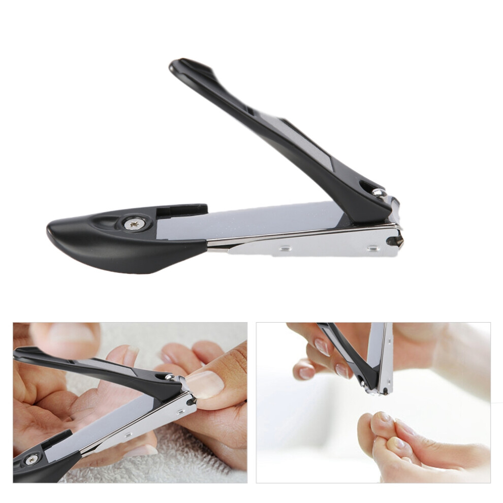 Stainless Steel Mantis Nail Clippers with Nail File and Anti-Splash Design, Black