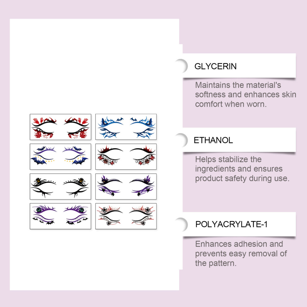 Dcph-Clothing Halloween Eye Tattoo Stickers 8Pcs Set
