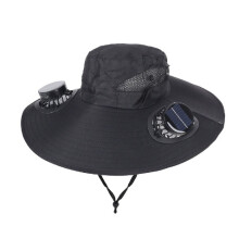 (Black dual fan air conditioner cap black 48CM) Lightweight Breathable Outdoor Hat Bag